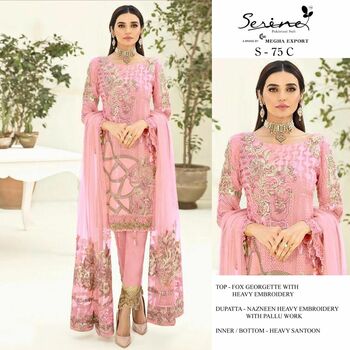 SERENE S 75 FOUX GEORGETTE EMBROIDERY PAKISTANI SUITS CATALOGUE