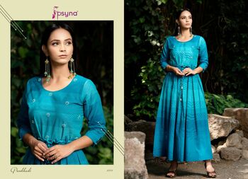 PSYNA PANKHUDI VOL 4 DESIGNER GOWN STYLE KURTI COLLECTION 2022