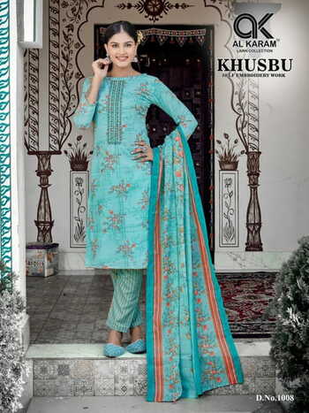 AL KARAM KHUSBU SELF EMBROIDERY LAWN KARACHI SUITS BEST PRICE