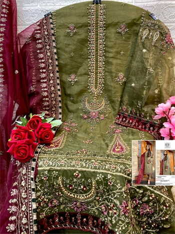 MUSHQ M 187 ORGANZA EMBROIDERY PAKISTANI SUITS BY SHRADDHA