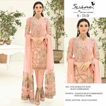 SERENE S 75 FOUX GEORGETTE EMBROIDERY PAKISTANI SUITS CATALOGUE