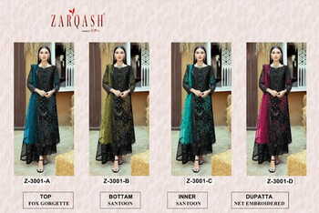 ZARQASH Z 3001 FOUX GEORGETTE TOP PANT WITH DUPATTA NEW CATALOGUE