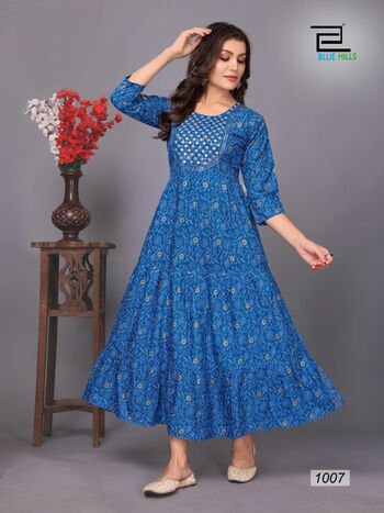 BLUE HILLS SARFANAZ VOL 10 RAYON KURTIS CATALOGUE WHOLESALER IN SURAT