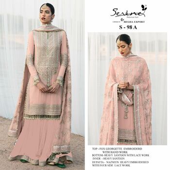 SERENE S 98 FOUX GEORGETTE EMBROIDERY PAKISTANI SUITS NEW CATALOGUE