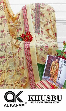 AL KARAM KHUSBU SELF EMBROIDERY LAWN KARACHI SUITS BEST PRICE