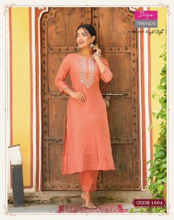 DIYA TRENDS SATRANGI VOL 1 EMBROIDERY STRAIGHT KURTIS WHOLESALER