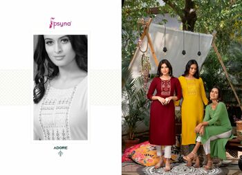 PSYNA ADORE RAYON SLUB EMBROIDERY KURTIS AT BEST PRICE