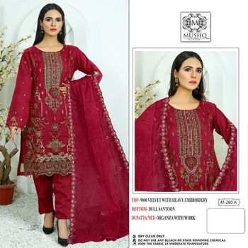 MUSHQ M 280 VELVET PAKISTANI SALWAR KAMEEZ SUPPLIER IN SURAT