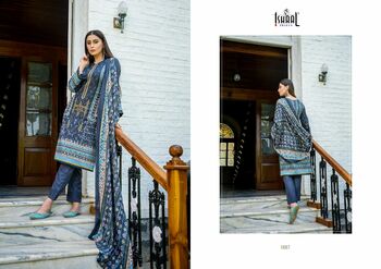 ISHAAL PRINTS EMBROIDERED LAWN COMBO KARACHI SUITS AT BEST PRICE