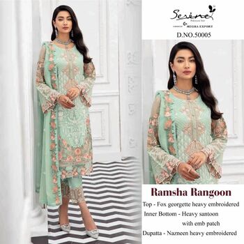 SERENE RAMSHA RANGOON FOUX GEORGETTE PAKISTANI SUITS CATALOGUE