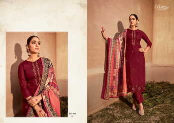 BELLIZA GULZAAR PURE JAM EMBROIDERY TOP WITH PURE MAL DUPATTA SUITS