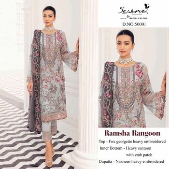 SERENE RAMSHA RANGOON FOUX GEORGETTE PAKISTANI SUITS CATALOGUE