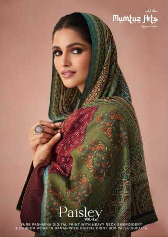 MUMTAZ ARTS PAISLEY VOL 2 PASHMINA PRINTED SUITS WINTER CATALOGUE