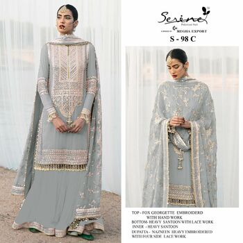 SERENE S 98 FOUX GEORGETTE EMBROIDERY PAKISTANI SUITS NEW CATALOGUE