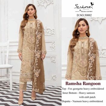 SERENE RAMSHA RANGOON FOUX GEORGETTE PAKISTANI SUITS CATALOGUE