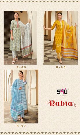 S4U RABTA COTTON KURTI PANT WITH DUPATTA NEW COLLECTION 2022