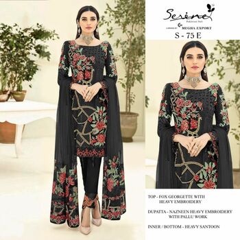 SERENE S 75 FOUX GEORGETTE EMBROIDERY PAKISTANI SUITS CATALOGUE