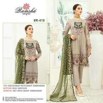 RAMSHA PRESENT R 410 & R 419 GEORGETTE PAKISTANI SUITS