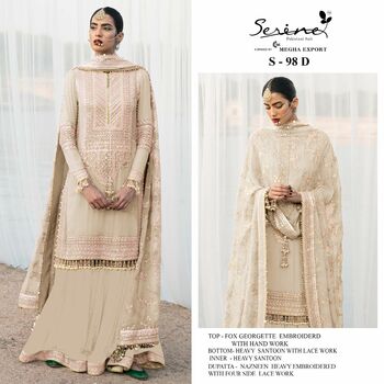 SERENE S 98 FOUX GEORGETTE EMBROIDERY PAKISTANI SUITS NEW CATALOGUE