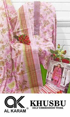 AL KARAM KHUSBU SELF EMBROIDERY LAWN KARACHI SUITS BEST PRICE