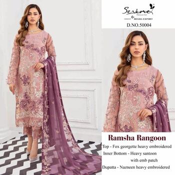 SERENE RAMSHA RANGOON FOUX GEORGETTE PAKISTANI SUITS CATALOGUE