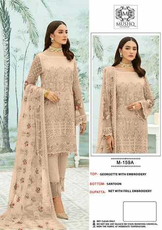 MUSHQ M 159 FOX GEROGETTE PAKISTANI SUITS BY SHRADDHA