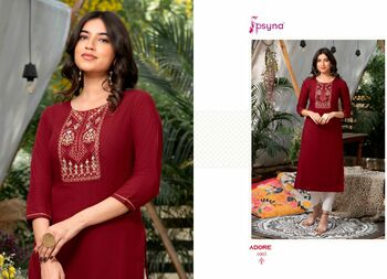 PSYNA ADORE RAYON SLUB EMBROIDERY KURTIS AT BEST PRICE