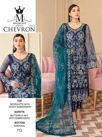 MEHTAB TEX CHEVRON GEORGETTE PAKISTANI SUITS CATALOGUE