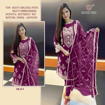 HOOR TEX OR 15 ORGANZA EMBROIDERY PAKISTANI SUITS