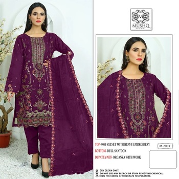 MUSHQ M 280 VELVET PAKISTANI SALWAR KAMEEZ SUPPLIER IN SURAT