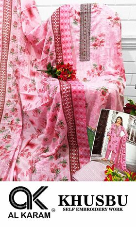 AL KARAM KHUSBU SELF EMBROIDERY LAWN KARACHI SUITS BEST PRICE