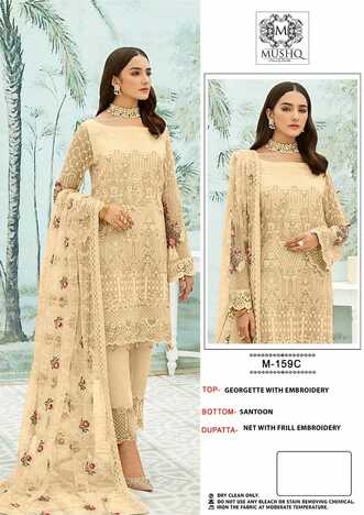 MUSHQ M 159 FOX GEROGETTE PAKISTANI SUITS BY SHRADDHA