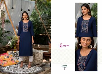 PSYNA ADORE RAYON SLUB EMBROIDERY KURTIS AT BEST PRICE