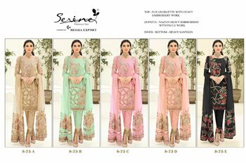 SERENE S 75 FOUX GEORGETTE EMBROIDERY PAKISTANI SUITS CATALOGUE