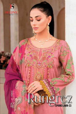 DEEPSY SUITS RUNGREZ SPRING LAWN 23 3051 TO 3058 SERIES PAKISTANI SUITS