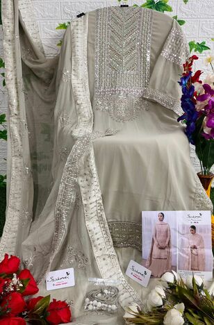 SERENE S 98 FOUX GEORGETTE EMBROIDERY PAKISTANI SUITS NEW CATALOGUE