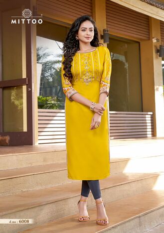 MITTOO RIHANA VOL 2 RAYON HANDWORK KURTIS MANUFACTURER SURAT