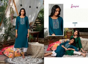 PSYNA ADORE RAYON SLUB EMBROIDERY KURTIS AT BEST PRICE