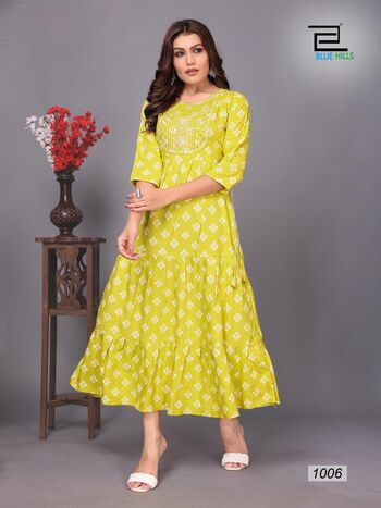 BLUE HILLS SARFANAZ VOL 10 RAYON KURTIS CATALOGUE WHOLESALER IN SURAT