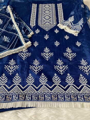 HOOR TEX OR 15 ORGANZA EMBROIDERY PAKISTANI SUITS